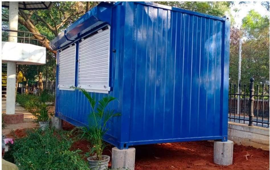 Prefabricated blue steel container guard cabin